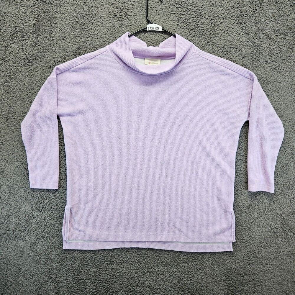 Anthropologie Sweater Women Size Medium Purple Ribbed Mock Neck Knit Top